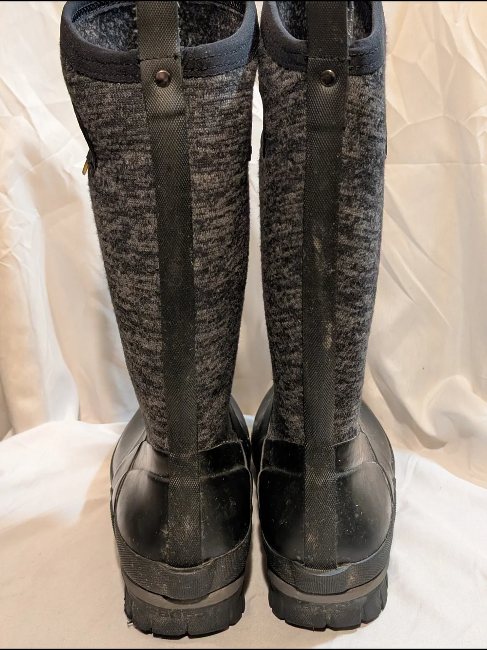 Bogs Crandell Tall Black & Gray Pull-On Waterproof Boots
